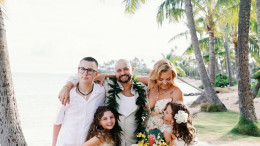 intimate family celebrating a hawaii beach wedding ceremony intimate family celebrating a hawaii beach wedding ceremony